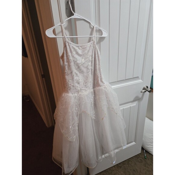 Nutcracker Snowflake Fairy White Sparkle Dance Or Figure Skating Costume Size MA - Picture 2 of 10